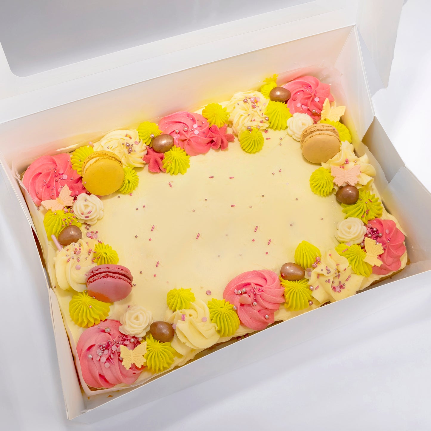 Pink and Green Decorated Traybake