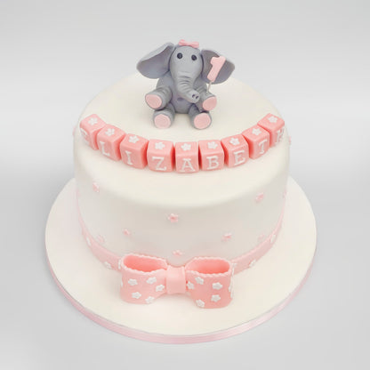 Icing 3D Elephant with Pink Bow & Birthday Number